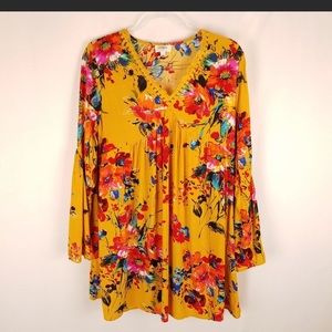 Umgee empire waist boho bell sleeve dress size L